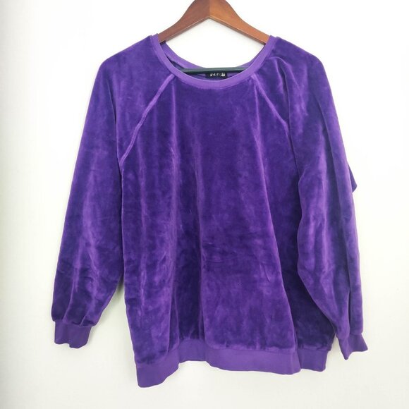 Suzie Kondi Saba Velour Raglan Long Sleeve Top in Purple XS - Picture 1 of 4